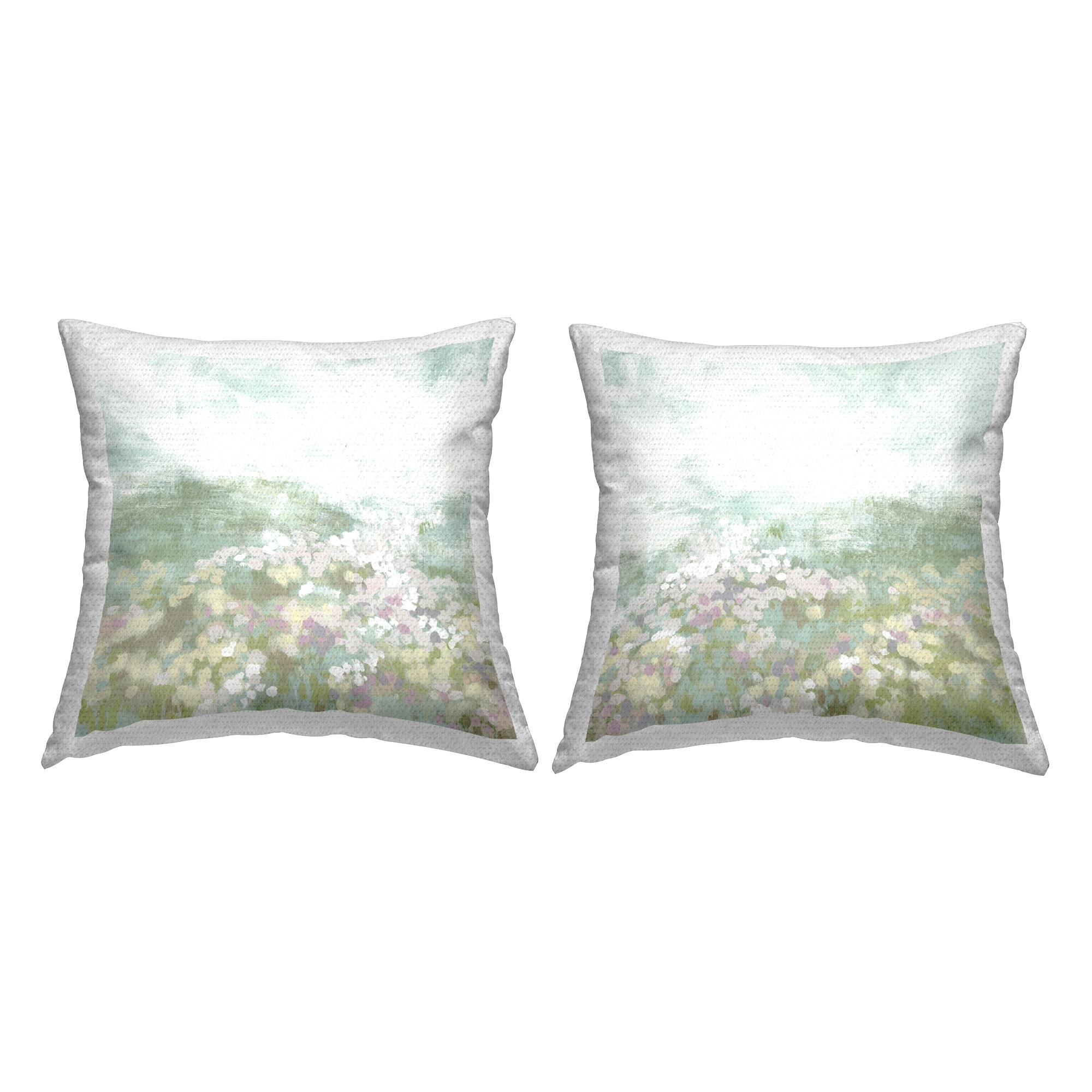 Stupell Muted Pastel Flower Field Printed Outdoor Throw Pillow Design by June Erica Vess (Set of 2)