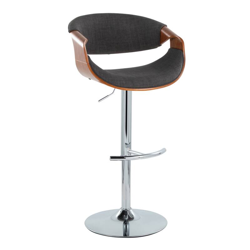 Carson Carrington Sauda Adjustable Bar Stool with Rounded T Footrest (Set of 2) - Charcoal Fabric/Chrome
