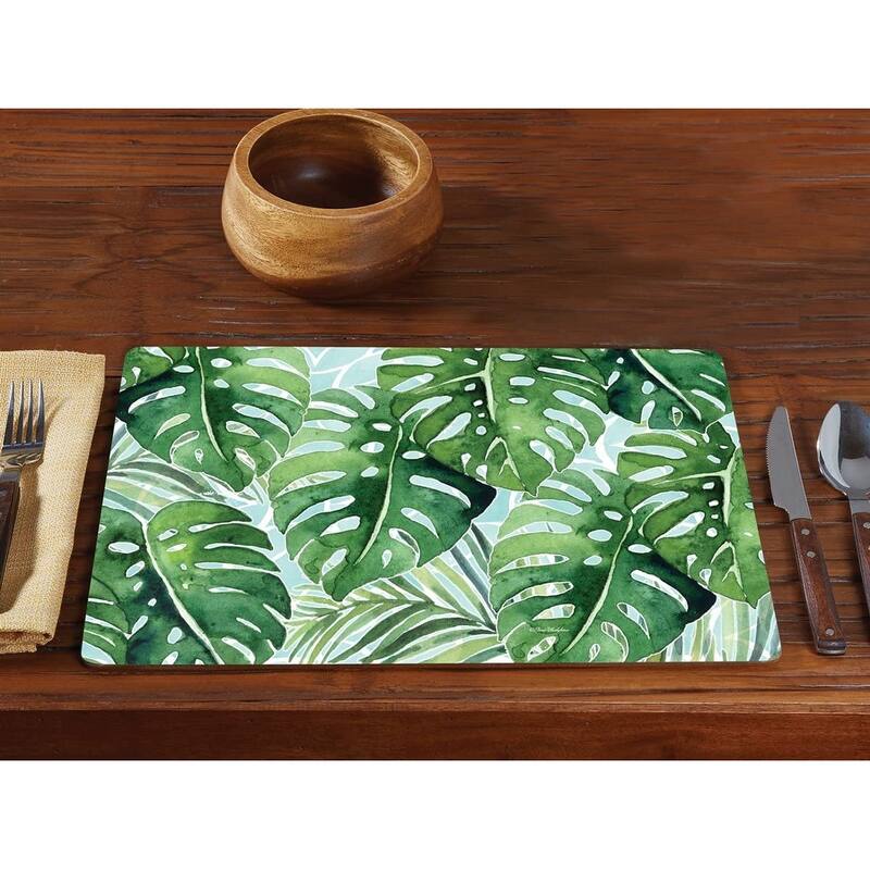 Counterart Set of 2 Hardboard Placemats, Tropical Foliage
