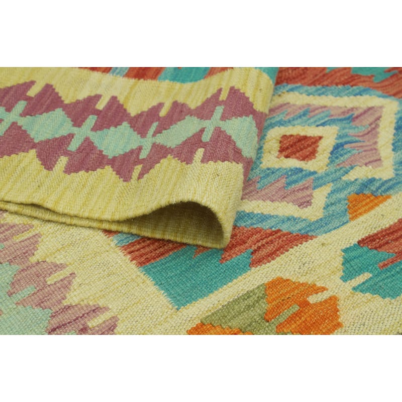 Sangat Flatweave Muiz Red/Gold Rug - 4'2" x 6'3"