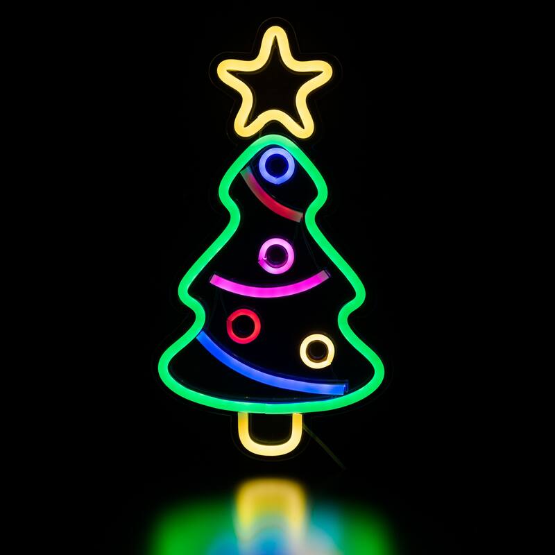 15" LED Lighted Neon Christmas Tree Wall Sign