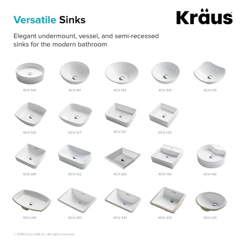 Kraus Elavo 19 inch Rectangle Porcelain Ceramic Vessel Bathroom Sink