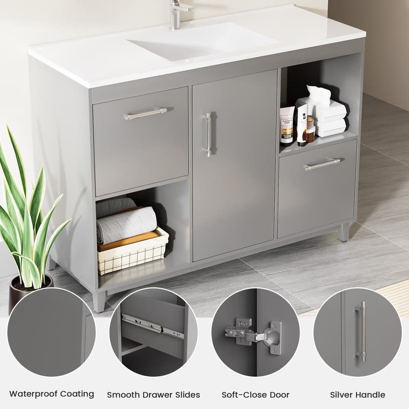 48-Inch Modern Bathroom Vanity with Sink,Ample Storage