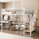preview thumbnail 16 of 26, Full Size Metal Loft Bed with Desk, Staircase and Storage Cabinet