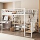preview thumbnail 11 of 14, Full Size Metal Loft Bed with Staircase,Low Storage Table and Storage Shelves