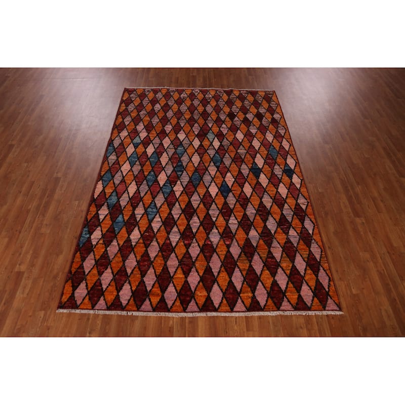 Multi-Color Trellis Moroccan Oriental Area Rug Handmade Wool Carpet - 6'9" x 9'7"