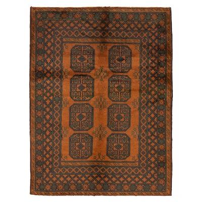 ECARPETGALLERY Hand-knotted Uzbek Kargahi Brown Wool Rug - 4'11 x 6'4