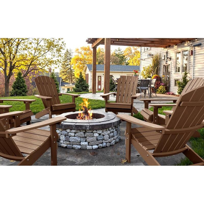 WINSOON All Weather HIPS Outdoor Plastic Adirondack Chairs Set of 2