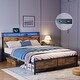 preview thumbnail 5 of 5, Queen Size Metal Industrial Bed Frame with LED & USB Ports