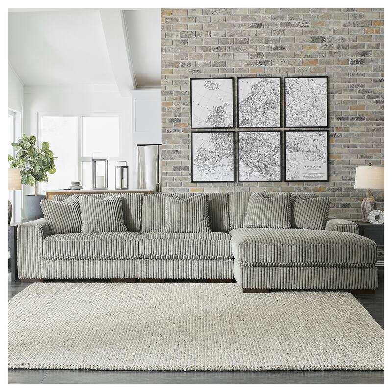 Signature Design by Ashley Lindyn 3-Piece Sectional with Chaise - Fog - Right Facing