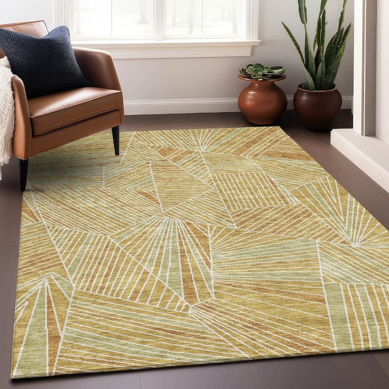Premium Washable Super Soft Modern Mosaic Mayfield Rug - Gold - 9' x 12'
