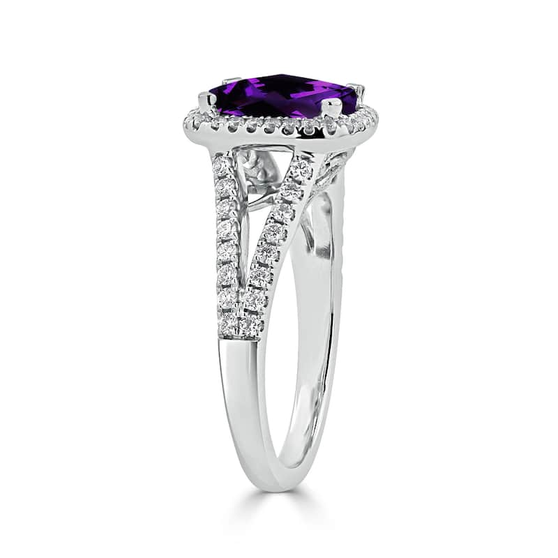 Auriya 1ct Cushion-cut Purple Amethyst and Halo Diamond Engagement Ring 3/8cttw 14K Gold