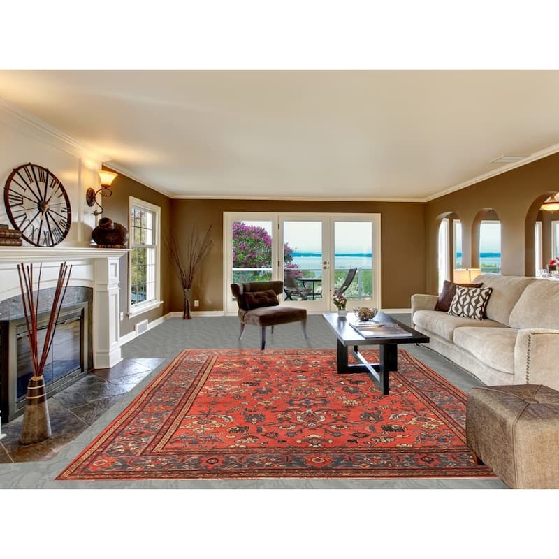 Hand Knotted Oriental 100% Wool Carpet Traditional Floral Red Sultanabad Area Rug - 11' 7'' X 8' 6''
