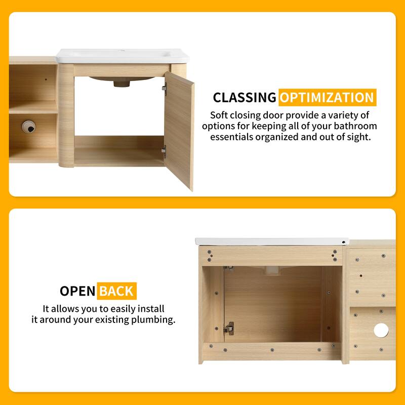 Beingnext 24''/28''/36''/40''/60''/68'' Floating Bathroom Vanity with Sink, Wall Mounted Bathroom Vanity with Soft Close Door