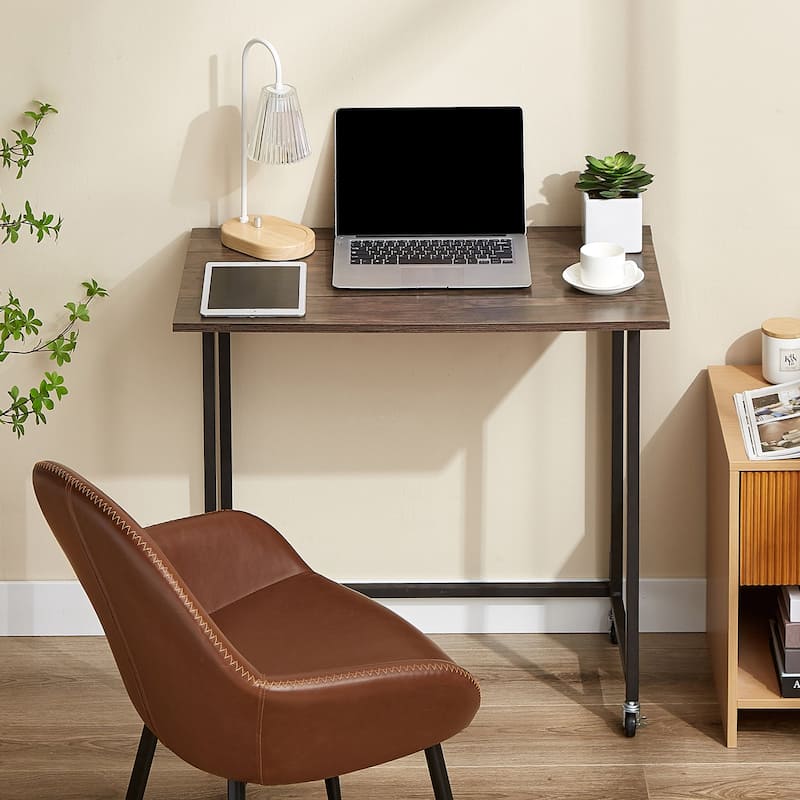 Javlerg Mobile Folding Computer Desk, 31.5" No Assembly Rolling Writing Desk, Space Saving Foldable Laptop Table for Home Office