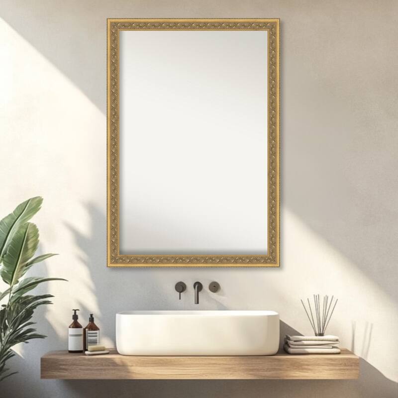 Carter Dark Gold Non-Beveled Wood Framed Bathroom Vanity Wall Mirror - Carter Dark Gold