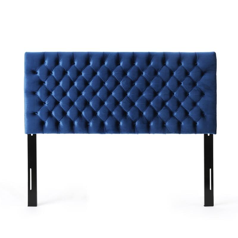 Modern Button-Tufted Upholstered Queen Size Adjustable Wood Headboard with Metal Legs
