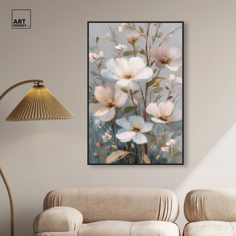Vintage White Meadow Canvas by Art Remedy