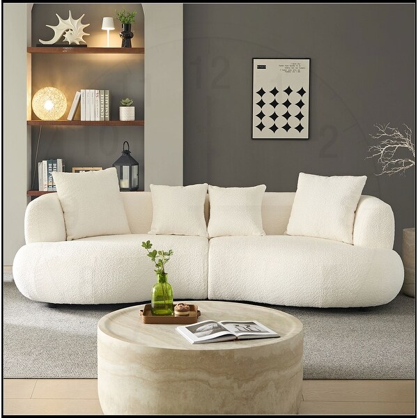 102.36 inch 4-Seat Sofa Boucle Fabric Sectional Curved Sofa Couch