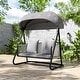 preview thumbnail 1 of 7, VEIKOUS Outdoor Patio Swing 2-Seat with Adjustable Convertible Canopy, 661 Lbs Capacity Steel Frame - N/A Grey