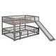 preview thumbnail 17 of 19, Full over Full Low Wood Bunk Bed with Guardrail, Ladder & Slide