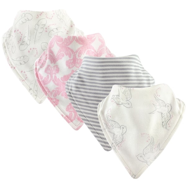slide 1 of 1, Touched by Nature Baby Girl Organic Cotton Bandana Bibs 4pk, Bird, One Size - Bird - One Size One Size - Bird