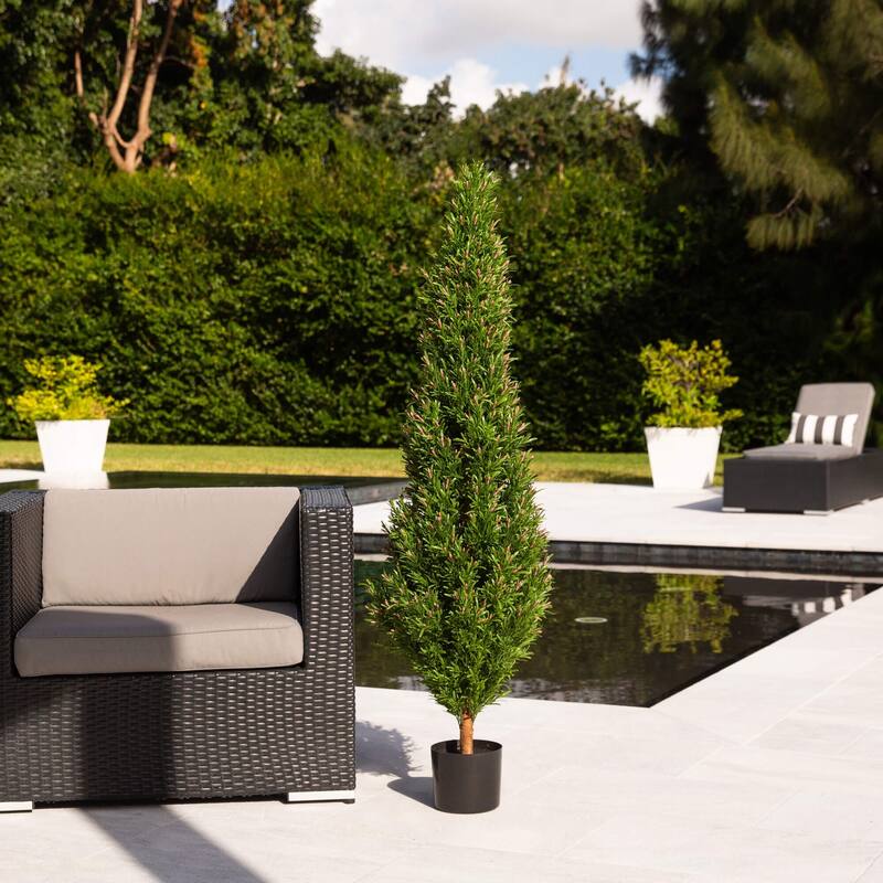 Rosemary Topiary Artificial Potted Tree - 5'