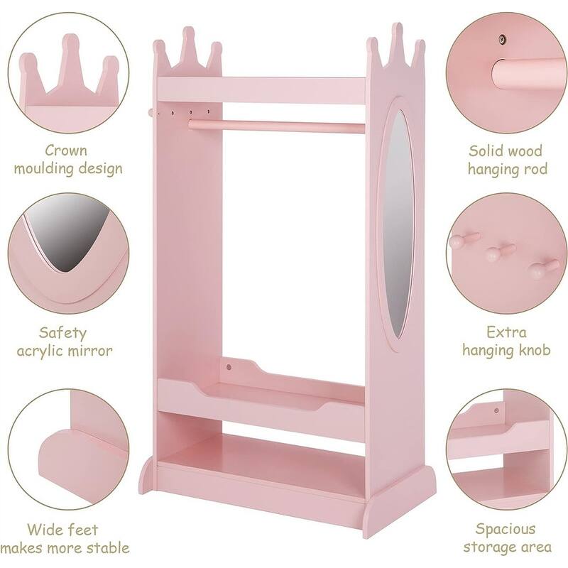 Kids Dress up Storage with Mirror - 14.96"D x24.53''W x 45.3''H