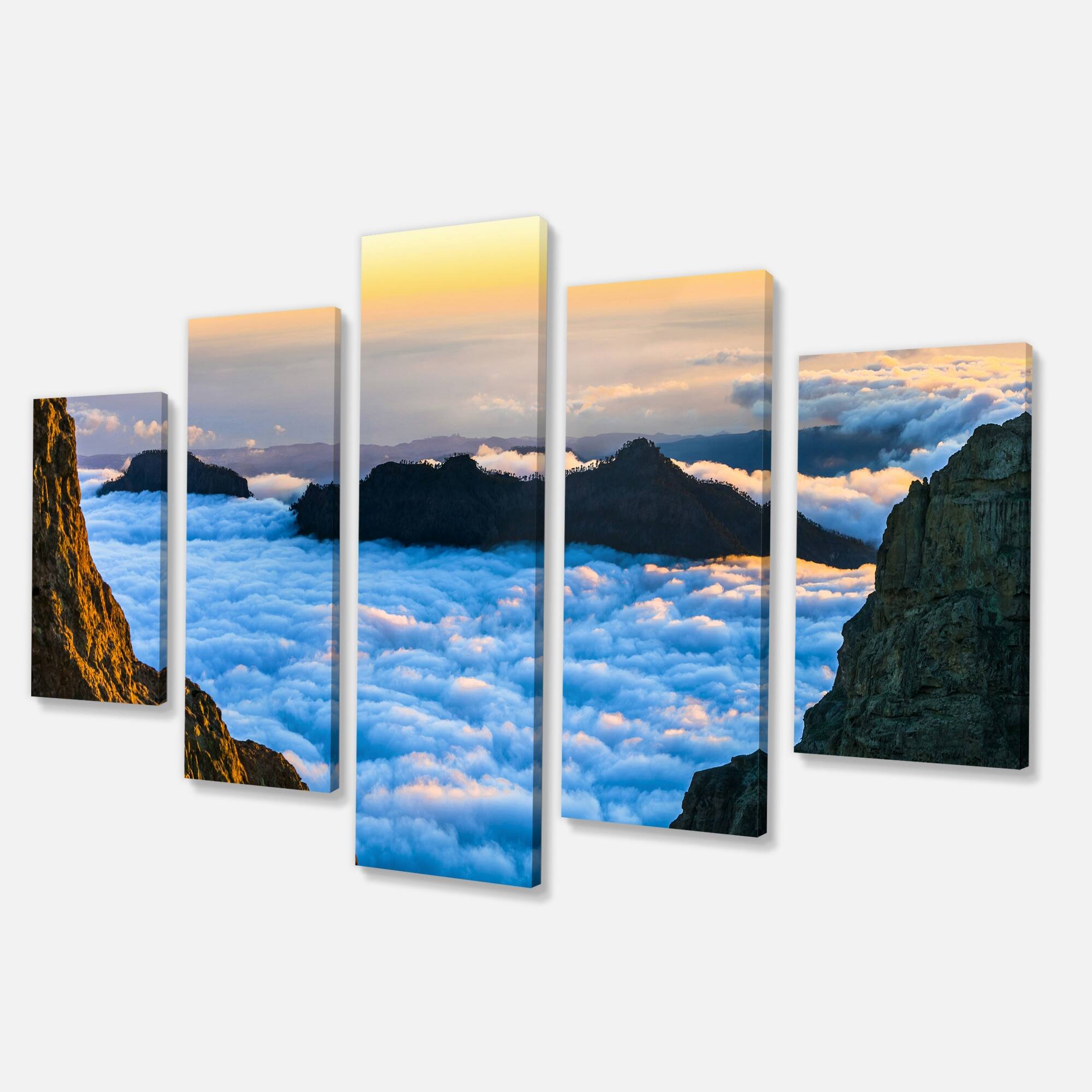 Designart "Gran Canaria Sunset over Clouds" Extra Large Seashore Canvas