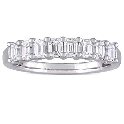 Miadora Signature Collection 14k White Gold 1ct TDW Diamond Semi-Eternity Band