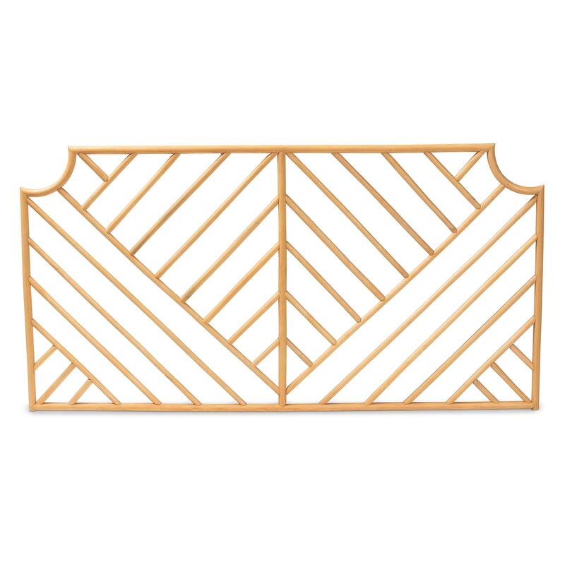 Giza Modern Bohemian Natural Rattan Wall-mountable Headboard-Queen