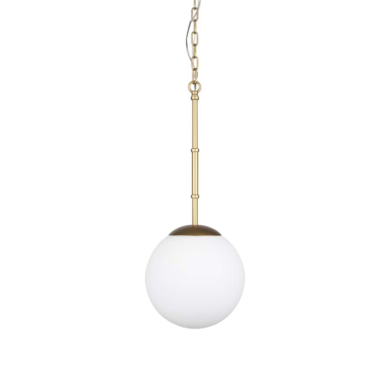 Edie Brushed Gold Metal w/ Frosted Glass Globe 1-Light Pendant - 12.0L x 12.0W x 54.0H