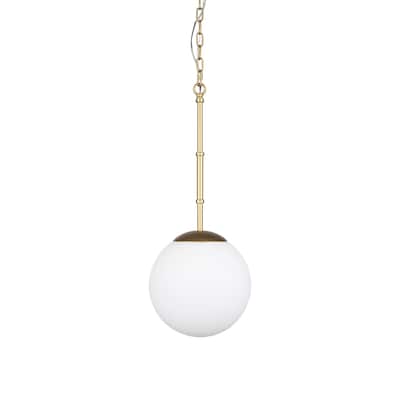 Edie Brushed Gold Metal w/ Frosted Glass Globe 1-Light Pendant - 12.0L x 12.0W x 54.0H