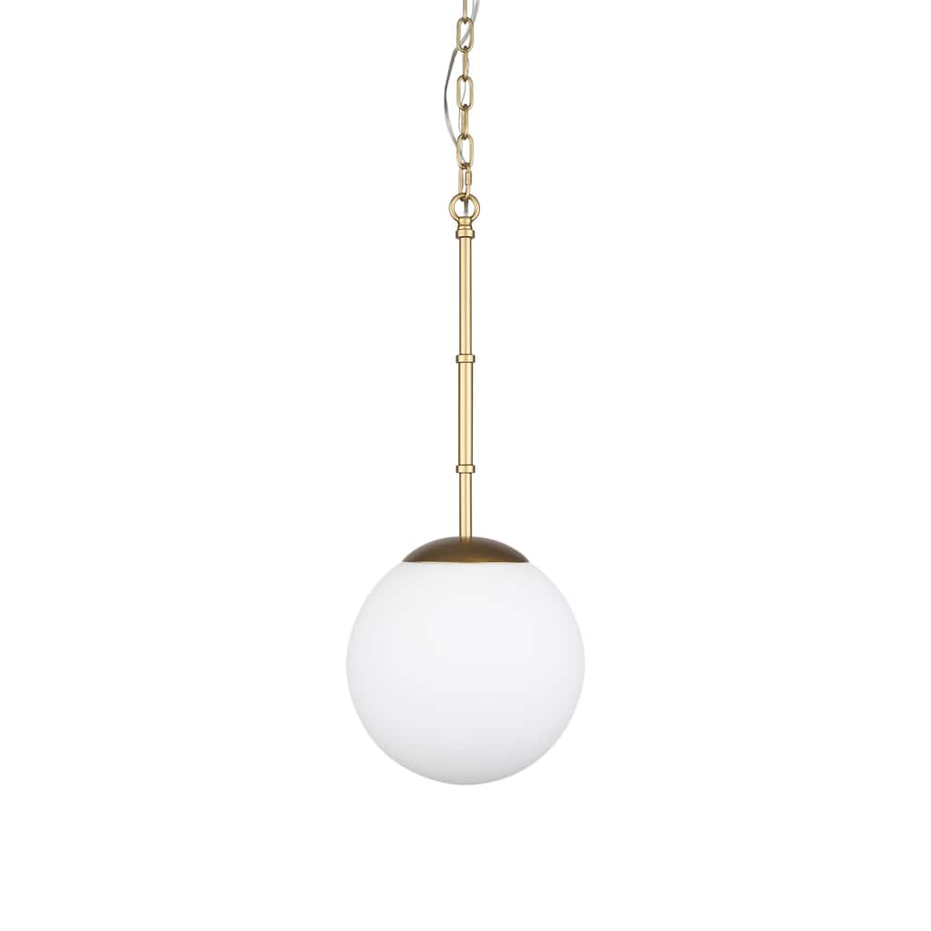Edie Brushed Gold Metal w/ Frosted Glass Globe 1-Light Pendant - 12.0L x 12.0W x 54.0H