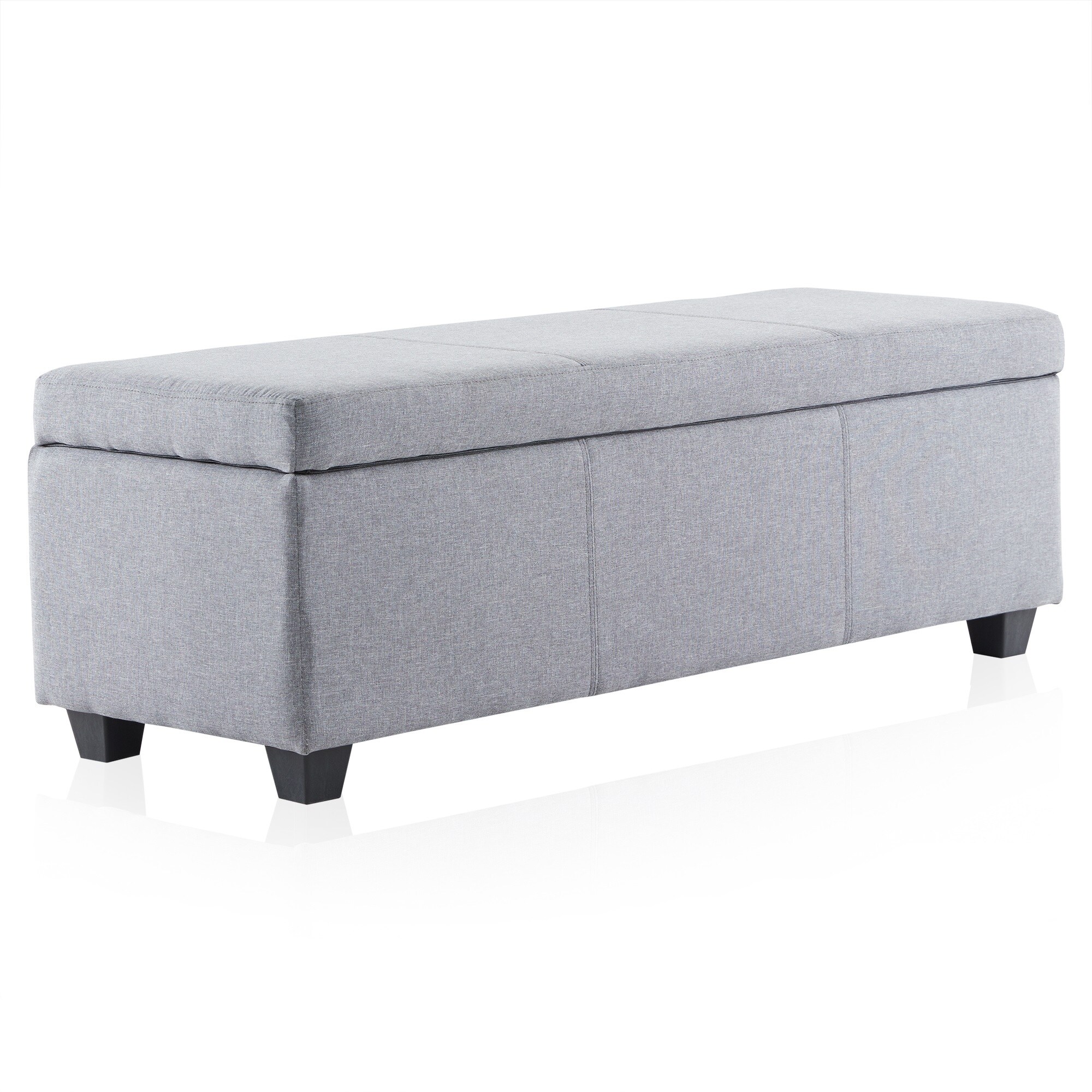 Shop Belleze Modern Elegant Ottoman Storage Bench Faux Leather Linen 48 Standard On Sale Overstock 22163149