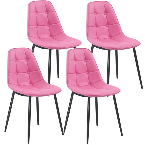 Shop Costway PU Leather Set of 4 Dining Chair Tufted ...