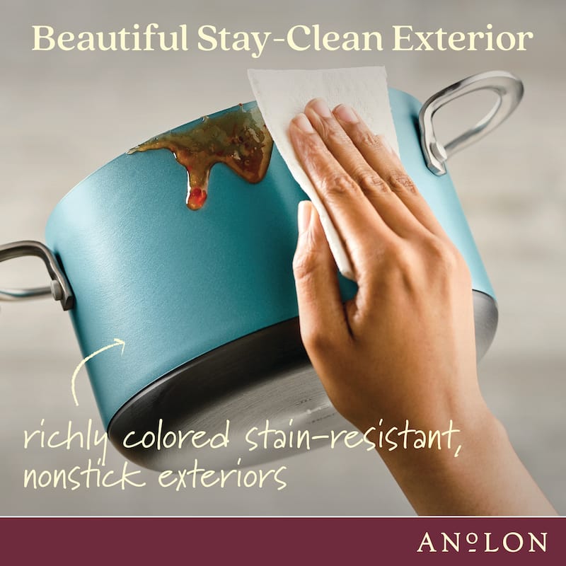 Achieve Hard Anodized Nonstick Saucepot with Lid, 4 Quart, Teal