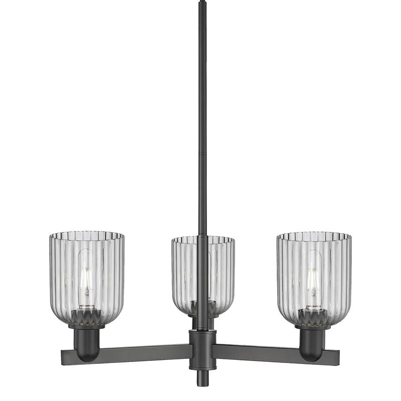 Innovations Lighting 716-3CR-9-18 Bridal Veil Chandelier Bridal Veil 3 - Matte Black / Light Smoke