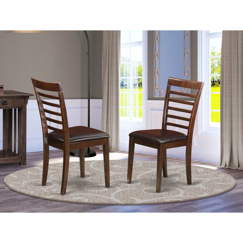 East West Furniture Milan Kitchen Dining Chairs - Ladder Back Dining Room Chairs, Set of 2, Mahogany (Seat Type Options)