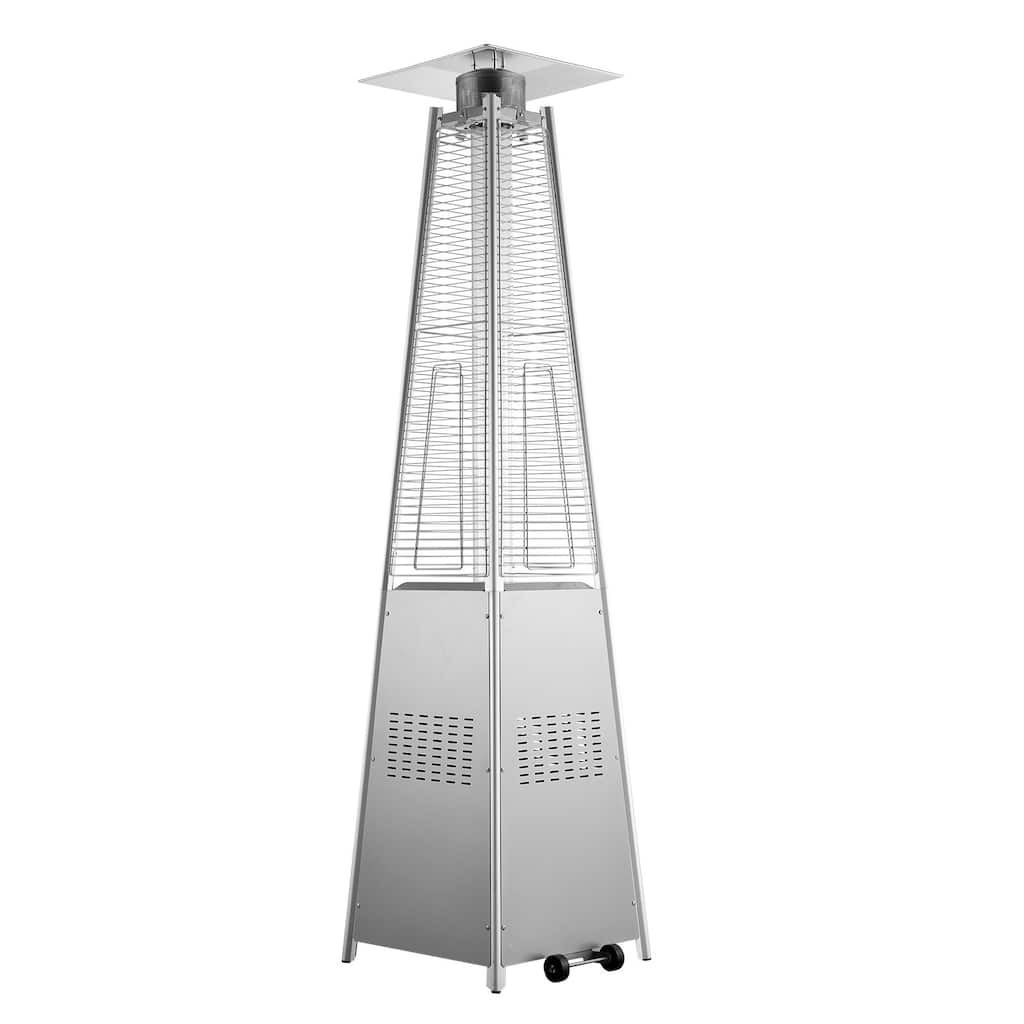 Outdoor Propane Patio Heater 48000 BTU with Wheels Stainless Steel and Adjustable Heat Control - 20.59x22.64x84.25in