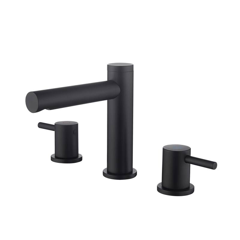 Circular 8" Bathroom Sink Widespread Faucet with Drain Assembly - Matte Black