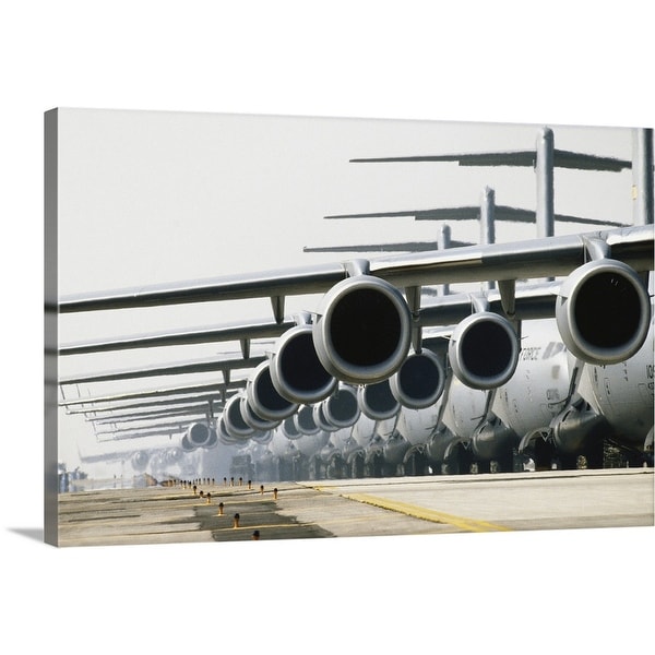 "Row of McDonnell Douglas C-17 Globemaster III planes on runway" Canvas Wall Art