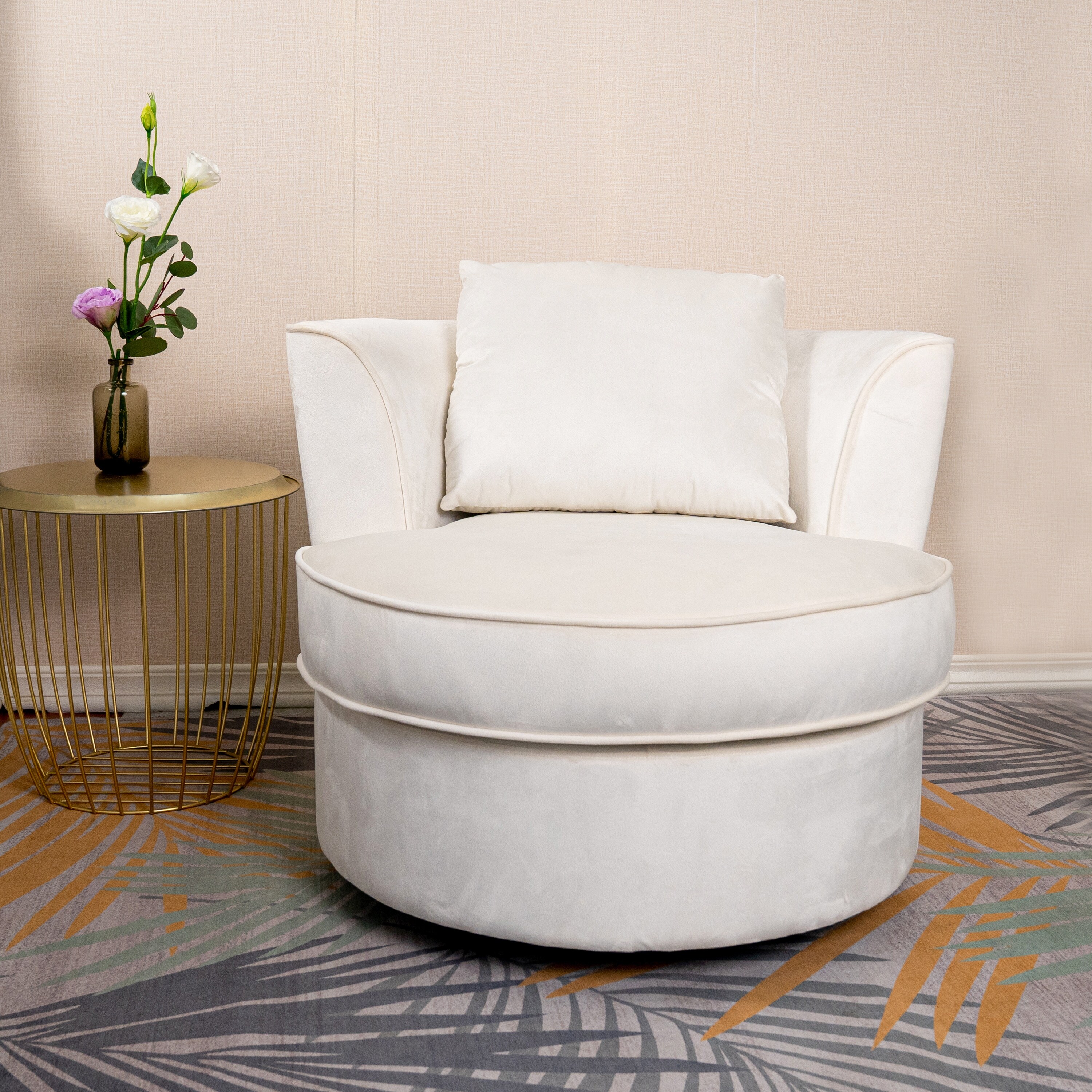 Single Sofa Chair Mid Century Accent Chair 360 Rotating Sofa Chair