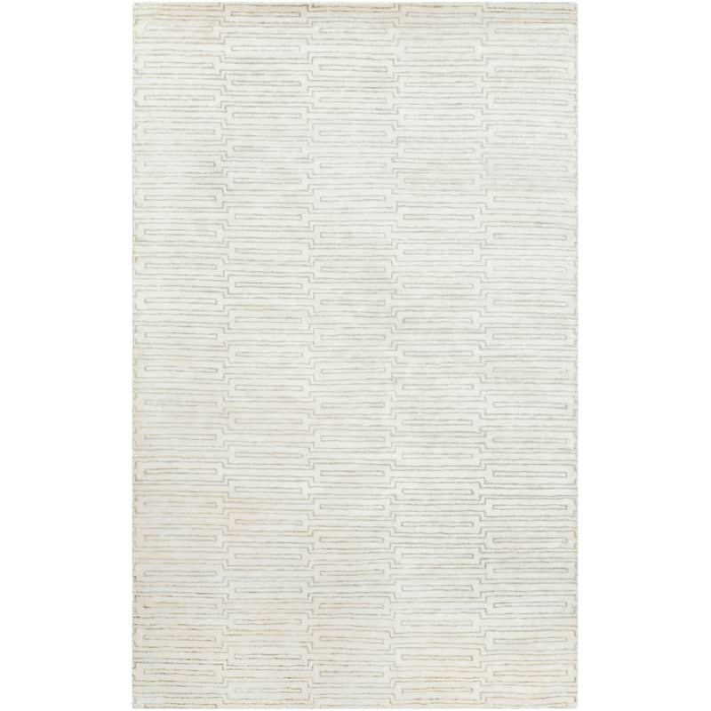 Hand-Knotted Aniya Stripe Pattern Viscose Area Rug
