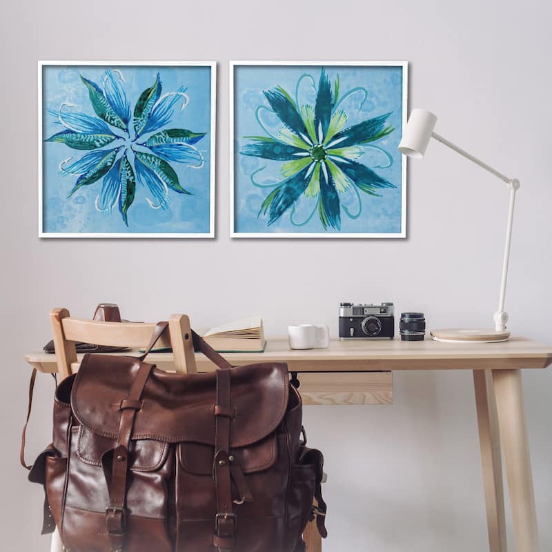 Stupell Whimsical Flower Shapes Framed Giclee Art Design By Liz Jardine (Set of 2)