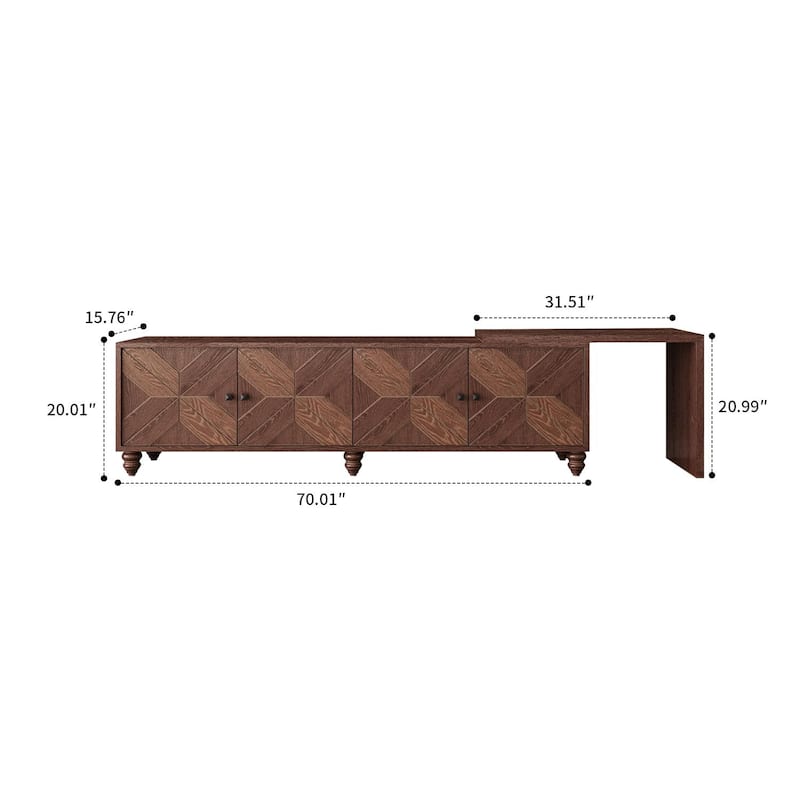 Mid-century style vintage style TV cabinet with extendable table top, Walnut