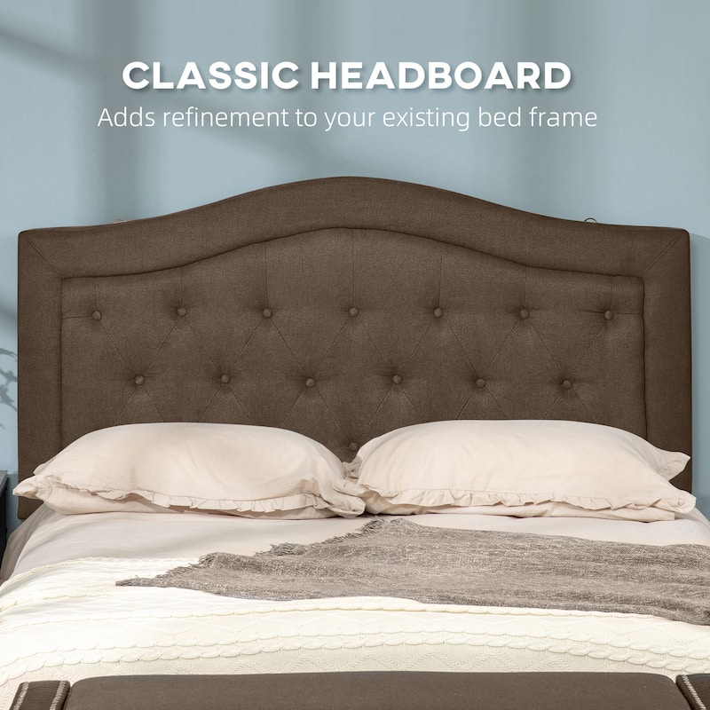 HOMCOM Upholstered Headboard, Button Tufted Bedhead Board, Home Bedroom Decoration for Full-Sized Beds