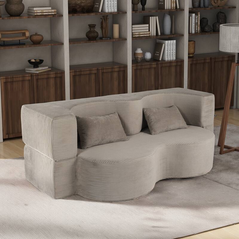 2-in-1 Foldable Sofa Bed,75 Inch Folding Boneless Couch Convertible Compressed Sleeper Sofabed - Beige