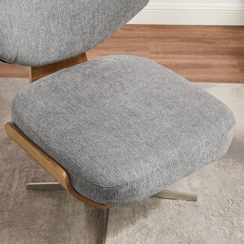 Art Leon Wood and Fabric Swivel Armless Accent Lounge Chair