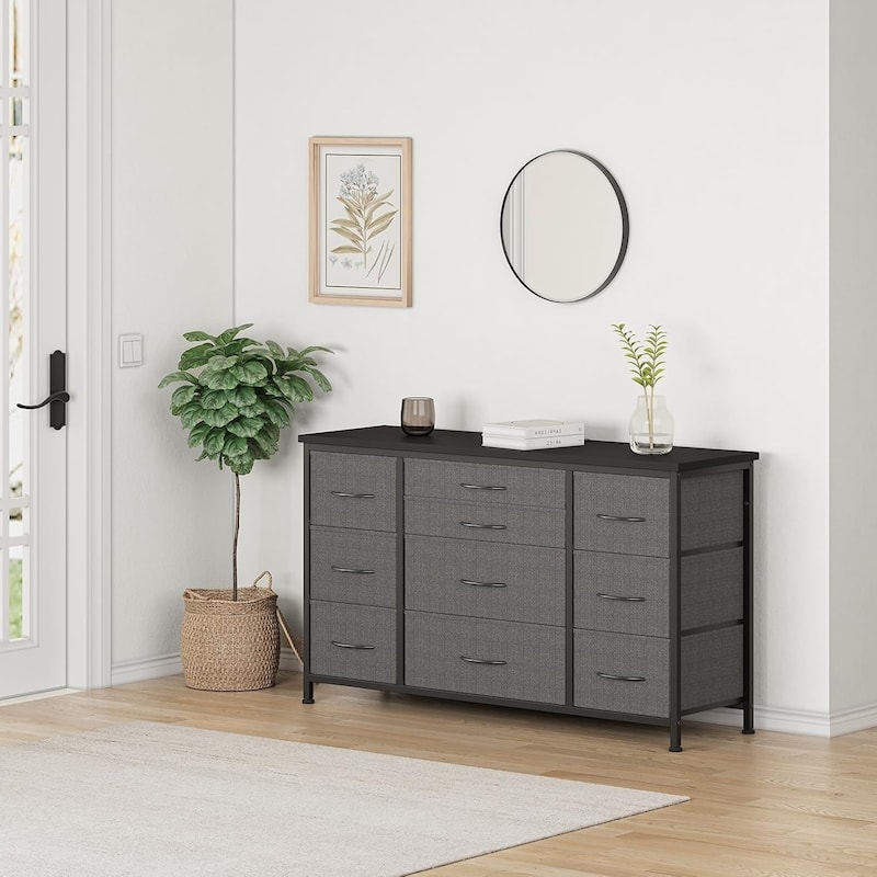 55 Inch Dresser TV Stand with Charging Station and Wood Tabletop